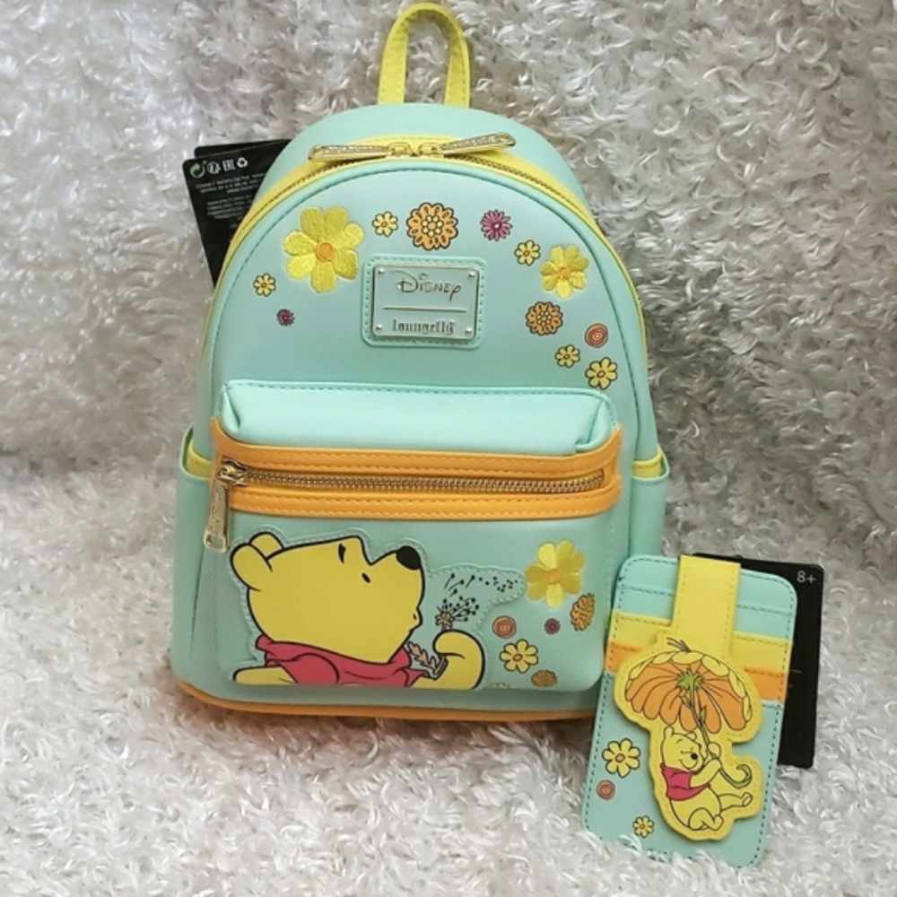 Loungefly Winnie the Pooh embroidered floral backpack and cardholder